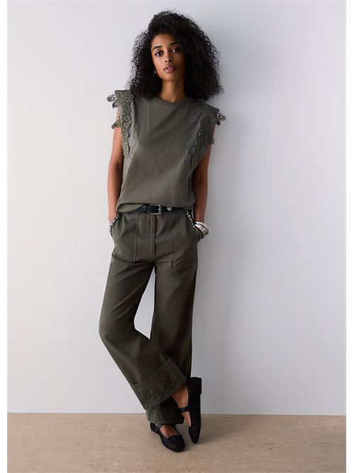 Pantaloni con dettaglio macramè LIU JO | WA6296T433A/90822